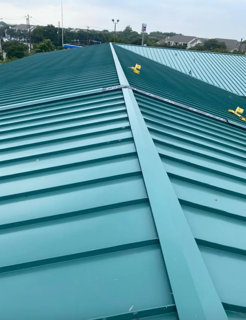Green commercial metal roof ridge and valley for Metal Roof Repair in West Windsor
